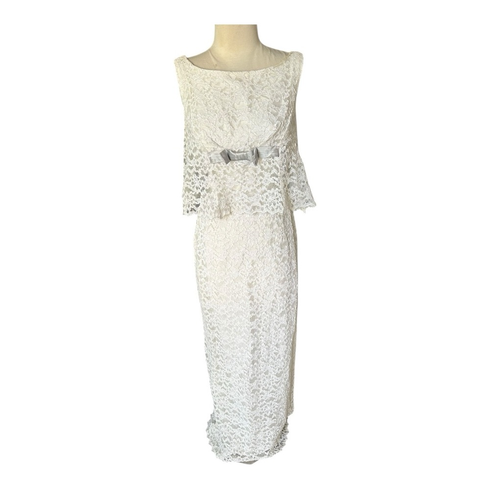Vintage Sleeveless White Lace Wedding Dress Small